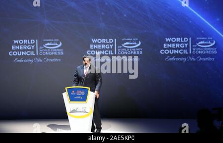 Istanbul, TURQUIE - 10 OCTOBRE : discours du Président du gouvernement vénézuélien Nicolas Maduro lors de la 23ème cérémonie d'ouverture du Congrès mondial de l'énergie, le 10 octobre 2016 à Istanbul, Turquie. Banque D'Images