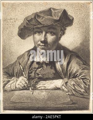 Autoportrait, 1752 ; date Georg Friedrich Schmidt, Autoportrait, Dessin, 1752 Banque D'Images