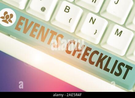 Signe Texte Affichage des événements Liste de contrôle. Photo d'affaires précieux outil de texte analysisaging avec succès vos événements Banque D'Images