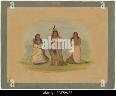 Une peinture de George Catlin de 1861 représentant les membres de la tribu Puncah, montrant les vêtements traditionnels, la posture et les éléments culturels des Amérindiens. Banque D'Images