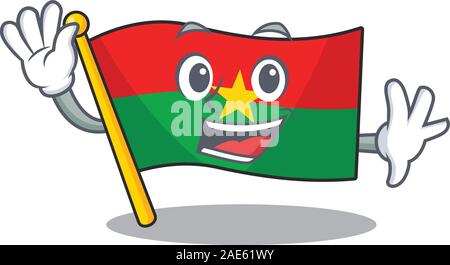 Brandissant un drapeau smiley cute cartoon style de caractère au Burkina Faso Illustration de Vecteur