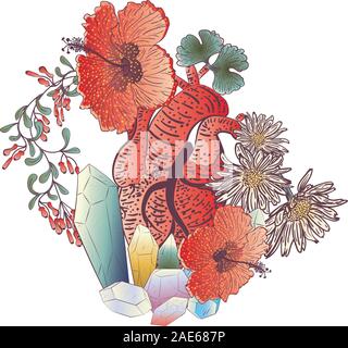 CÅur De L Homme Anatomique Avec Fleurs Vector Illustration Image Vectorielle Stock Alamy