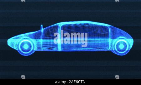 Véhicule électrique autonome Wireframe Concept Design 3D Illustration Banque D'Images