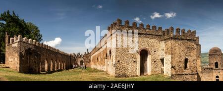 L'Éthiopie, région d'Amhara, Gondar, Fasil Ghebbi, l'Atse Bakaffa's Castle, vue panoramique Banque D'Images