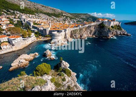 Dubrovnik, la vieille ville, vue à partir de la forteresse Lovrijenac Banque D'Images