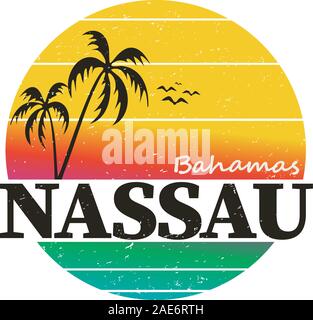 Nassau Bahamas. Voyages et vacances theme design de t-shirt. Illustration de Vecteur