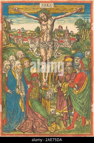 La Crucifixion avec Sainte Marie Madeleine ; années 1490 date attribuée à Michael Wolgemut, La Crucifixion avec Saint Mary Magdalene, c 1490 Banque D'Images