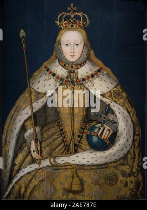 Isabel I de Inglaterra (Elizabeth I), la Reina Maalouf (Virgen). Reina de Inglaterra e Irlanda (1558-1603). Retrato de Isabel J'en su coronación, 1600. Oleo sobre tabla, h.1600. Detalle. Autor inglés electrónico. National Portrait Gallery, Londres, Angleterre. Banque D'Images