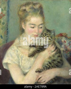 Femme avec un chat ; c. 1875 Auguste Renoir, femme avec un chat, c 1875 Banque D'Images