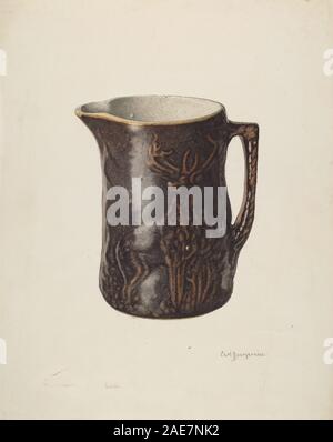 Haut de l'échelle graduée ou cruche ; c. 1940 Carl Buergerniss, large haut verseuse ou Pitcher, c 1940 Banque D'Images