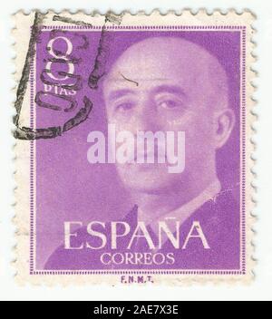 MERIDA, Estrémadure, Espagne ; DIC, 01, 2,018 - Timbres montrant un portrait du Général Francisco Franco 1892-1975. CIRCA 1949 Banque D'Images