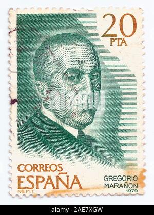 Espagne - circa 1979 : timbres par l'Espagne, spectacles Gregorio Maranon Banque D'Images