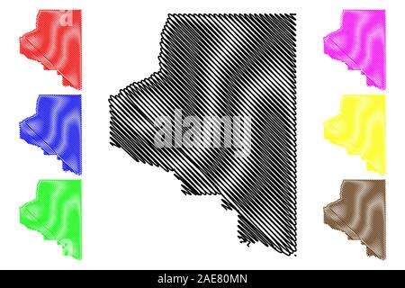 Coconino Comté (Arizona (États-Unis County, États-Unis d'Amérique,USA, États-Unis, US) map vector illustration gribouillage, croquis site Coconino Illustration de Vecteur