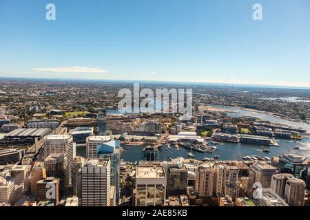 Rues de la région de Sydney, Australie montrant la vue sur le quartier central des affaires. Banque D'Images