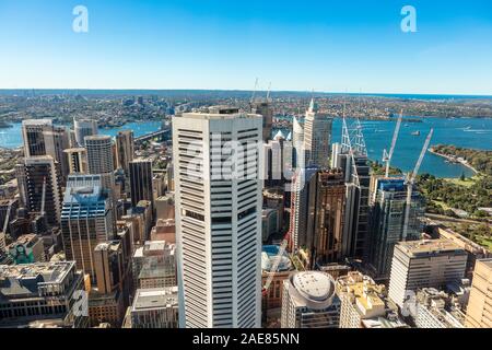 Rues de la région de Sydney, Australie montrant la vue sur le quartier central des affaires. Banque D'Images