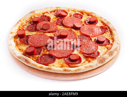 Isoler la pizza, taille moyenne, vue de côté. Stock photo de pizza. Banque D'Images