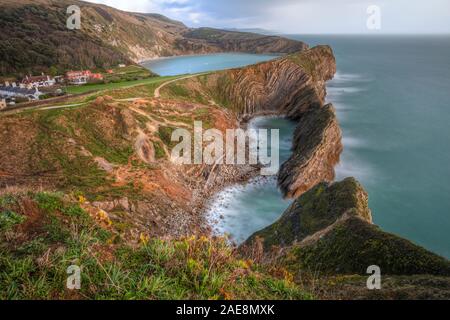 Crique de Lulworth Cove, sur la côte jurassique, Dorset, England, UK Banque D'Images