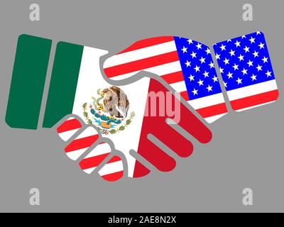 Le Mexique et USA drapeaux Handshake vector illustration EPS 10 Illustration de Vecteur
