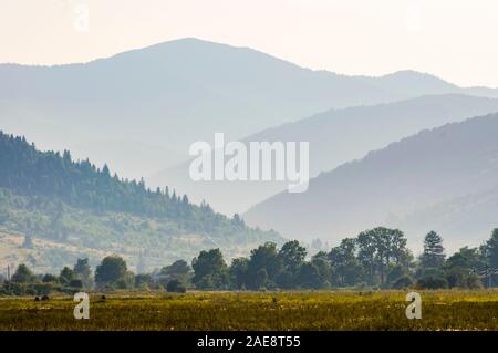 Paysage de montagnes dans le massif des Carpates, l'Ukraine Banque D'Images