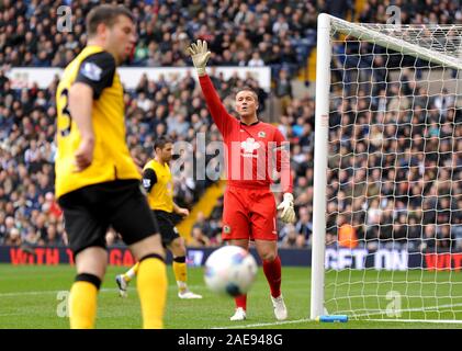 7 avril 2012. Soccer - Football Premiership - West Bromwich Albion contre Blackburn Rovers. Paul Robinson de Blackburn Rovers appelle à un coup de pied de but. Photographe : Paul Roberts/OneUpTop/Alamy. Banque D'Images