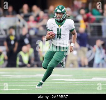 Arlington, Texas, USA. 7 Décembre, 2019. Baylor quarterback Gerry Bohanon (11) se sont précipités pendant le Big 12 NCAA Football Championnat match entre l'Ours et la Baylor University of Oklahoma Sooners à AT&T Stadium à Arlington, au Texas. Tom Sooter/CSM/Alamy Live News Banque D'Images