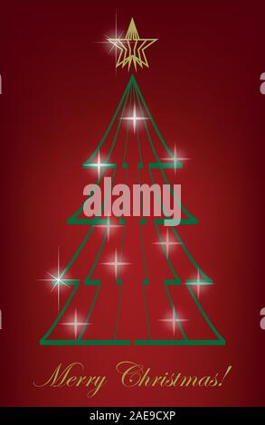 Mousseux vert sapin de Noël, vector illustration sur fond rouge Illustration de Vecteur