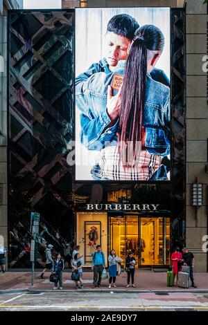 - Novembre 2019, HongKong : Boutique Burberry magasin en exteior /façade, Central Hongkong Banque D'Images