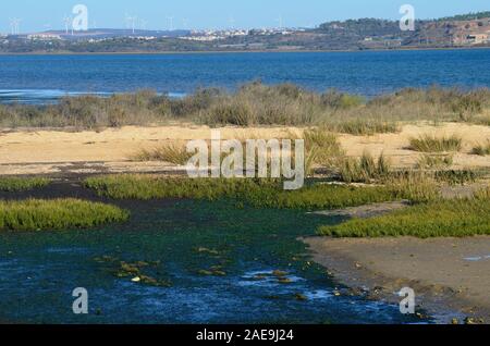 L'estuaire de la rivière Guadiana à la frontière entre le Portugal et l'Espagne Banque D'Images