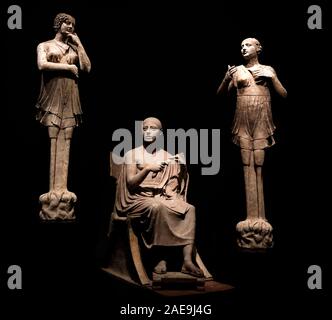 Orpheus et les Sirens anciennes statues romaines anciennement dans la Getty Villa, Los Angeles, Californie, Etats-Unis avant d'être retourné en Italie septembre 2022 Banque D'Images