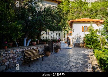 Le monastère grec-orthodoxe de Moni Theotokou Kimiseos Kliston ou l'hypothèse du monastère Vierge Marie et de la région de l'Attique, Acharnes Banque D'Images