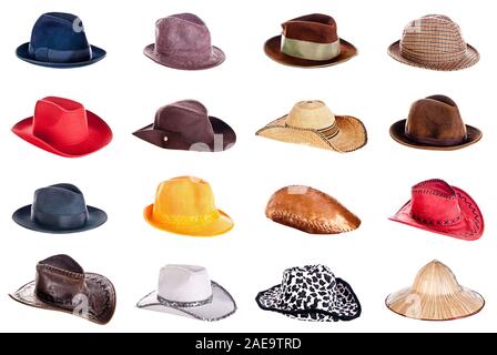 Collection de chapeau isolé sur fond blanc Banque D'Images