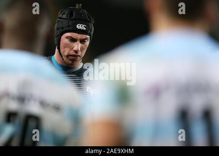 Swansea, Royaume-Uni. 07Th Dec, 2019. Adam barbe de l'Ospreys regarde sur. Heineken Cup match des champions, piscine 4, balbuzards v Racing 92 rugby au Liberty Stadium de Swansea, Pays de Galles du Sud le samedi 7 décembre 2019. Photos par Andrew Orchard, Crédit : Andrew Orchard la photographie de sport/Alamy Live News Banque D'Images