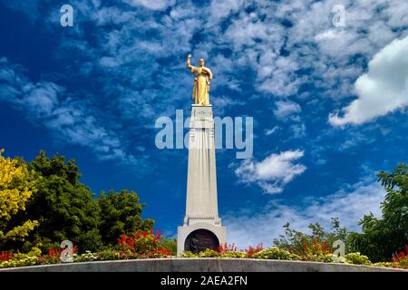 Ange Moroni Colline Cumorah monument New York. L'Église de Jésus-Christ des Saints des Derniers Jours. Livre de Mormon site. Banque D'Images