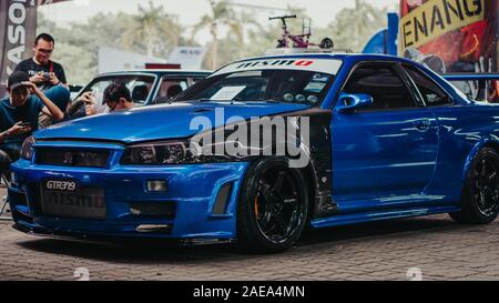 Nissan Skyline GTR R34 dans la jeunesse La culture de l'automobile à Shah Alam, Malaisie. Banque D'Images