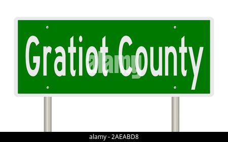 Rendu d'une autoroute verte 3d signe pour Gratiot County au Michigan Banque D'Images