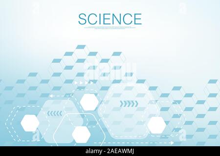 Fond abstrait géométrique avec des hexagones. Réseau social hexagonal modèle de page. La science, de la technologie et concept médical pour votre présentation Illustration de Vecteur