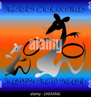 Logo avec les rats en couleurs de 2020 avec un bravo à Noël Illustration de Vecteur