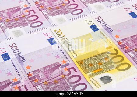 Les billets en euros, l'euro 500s 200s Banque D'Images