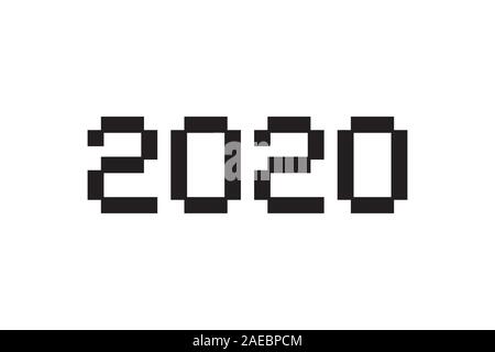 Inscription Numéro 2020. Joyeux Nouvel An chinois du rat. Modèle de conception de cartes de vœux en pixel art style bitmap pour les vacances d'hiver. Banne de fête Illustration de Vecteur