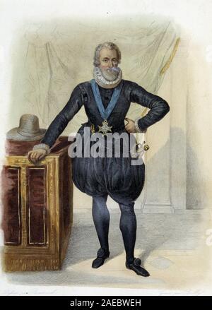 Portrait de Henri IV, roi de France (1553-1610) - dans "Le Plutarque francais", Ed. Mennechet, 1844-1847 Banque D'Images