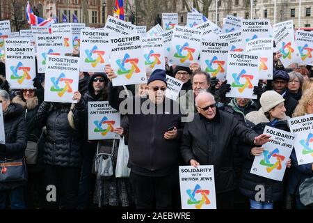 La place du parlement, Londres, Royaume-Uni. 8 décembre 2019. Ensemble contre l'antisémitisme rassemblement à la place du Parlement. Crédit : Matthieu Chattle/Alamy Live News Banque D'Images