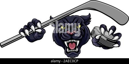 Panther de Hockey Sports Animal Mascot Illustration de Vecteur