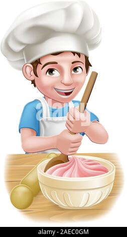 Kid garçon enfant Personnage Chef Baking Illustration de Vecteur