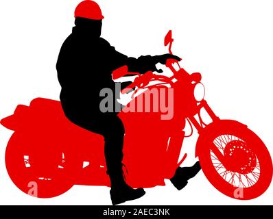 Silhouettes noires Motocross rider sur une moto. Illustrations vectorielles. Illustration de Vecteur