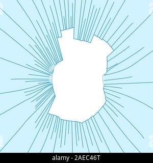 Fissures radiales sur les brisures de verre bleu. Vector illustration. Illustration de Vecteur
