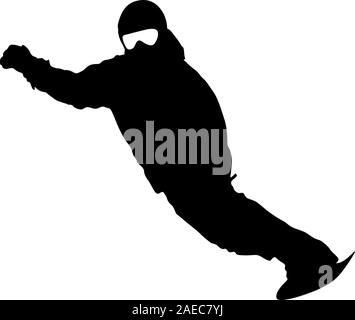 Snowboarder silhouette noire sur fond blanc. Vector illustration. Illustration de Vecteur