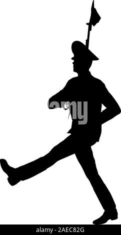 Soldats Silhouette lors d'une parade militaire. Vector illustration Illustration de Vecteur