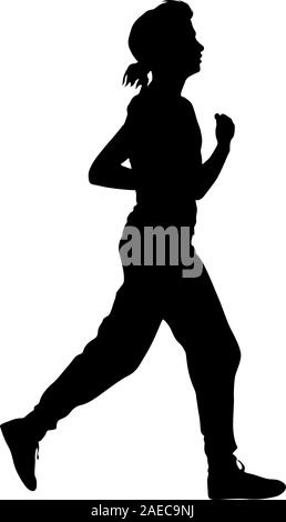 Silhouettes porteur sur sprint, les femmes. vector illustration. Illustration de Vecteur