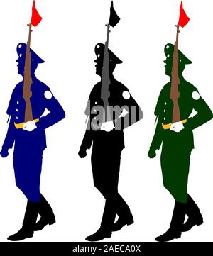 Soldats Silhouette lors d'une parade militaire. Vector illustration Illustration de Vecteur