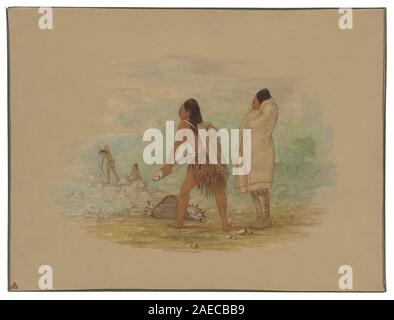 Cette peinture de 1861 de George Catlin représente des Indiens Flathead. L'œuvre met l'accent sur les figures, les vêtements, la posture, les traits du visage et la représentation culturelle amérindienne du milieu du XIXe siècle. Banque D'Images